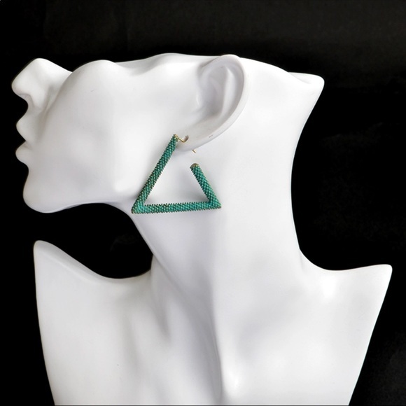 Triangle Stud Earrings Boho Bohemian - Picture 3 of 3